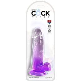KING COCK - CLEAR REALISTIC PENIS WITH BALLS 15.2 CM PURPLE 2